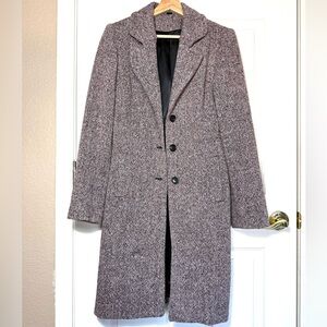 Express Women's Pink Tweed Trench Knee Length Wool Coat Winter Warm Preppy Sz M